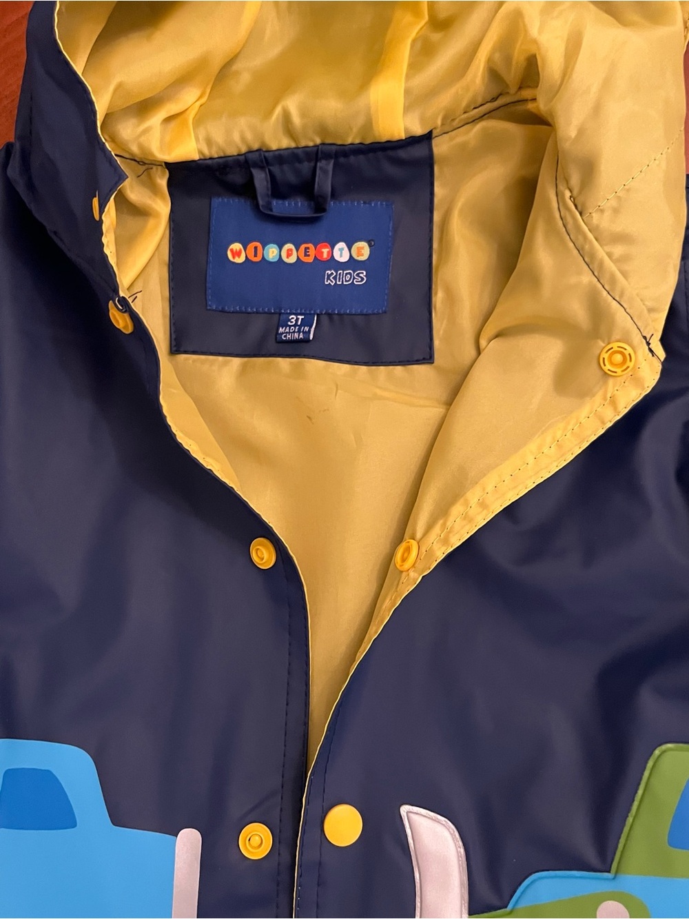 Wippette Kids Hooded Raincoat with Construction Truck Design - Picture 4 of 10
